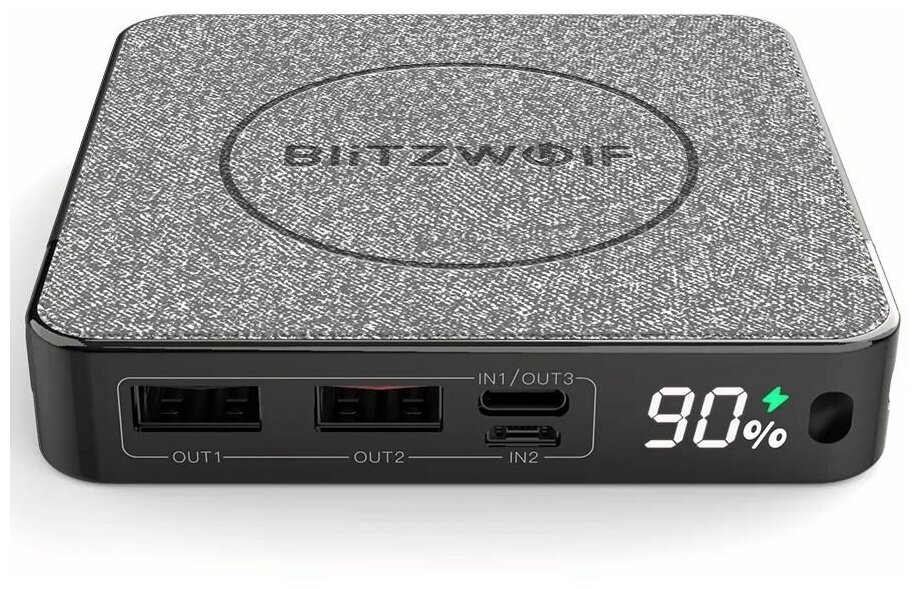Внешний аккумулятор BlitzWolf BW-P13 10000mAh/37Wh PD18W Power Bank + 15W Wireless Charger Black