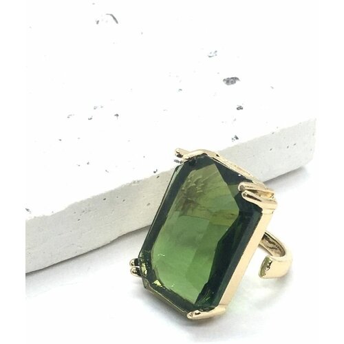 Печатка ( Verba ) кольцо с крупным кристаллом, кристалл, зеленый