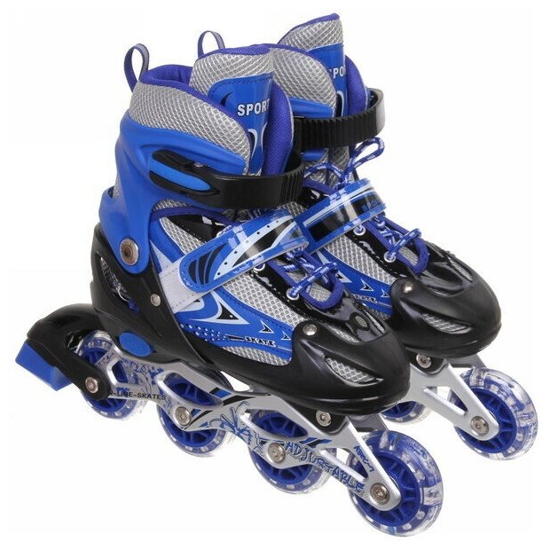 фото Коньки роликовые раздвижные Happy Star 136C, синий, колеса ПВХ, размер M (34-38)