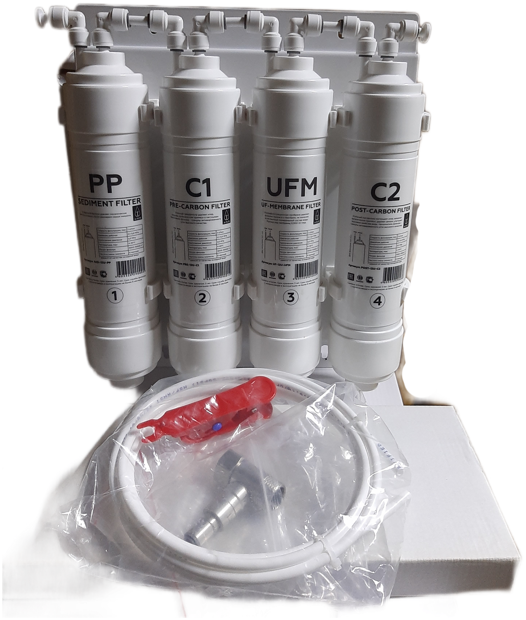 Система фильтрации воды. Набор-инсталляция фильтров для воды 12U-4 (SED, PRE, UF, POST) - фотография № 3