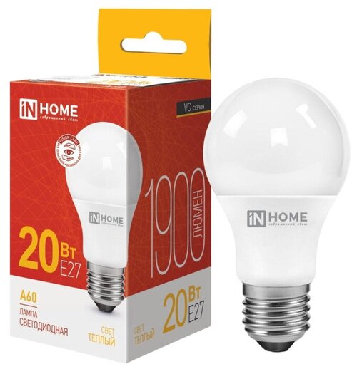 Лампа светодиодная IN HOME LED-A60-VC 20Вт 230В Е27 3000К