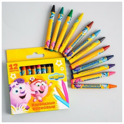 Смешарики Восковые карандаши смешарики, Нюша и Бараш, набор 12 цветов