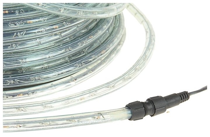 LED шнур 13 мм, круглый, 100 м, чейзинг, 3W-LED/м-36-220V. в компл. набор д/подкл. Зеленый 461035 - фотография № 4