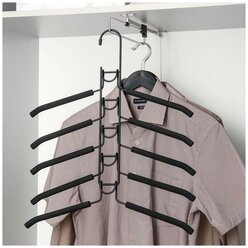 Плечики для одежды Доляна, 5-ти уровневая, размер 40-44,со съёмными вешалками, антискользящее покрытие, цвет чёрный