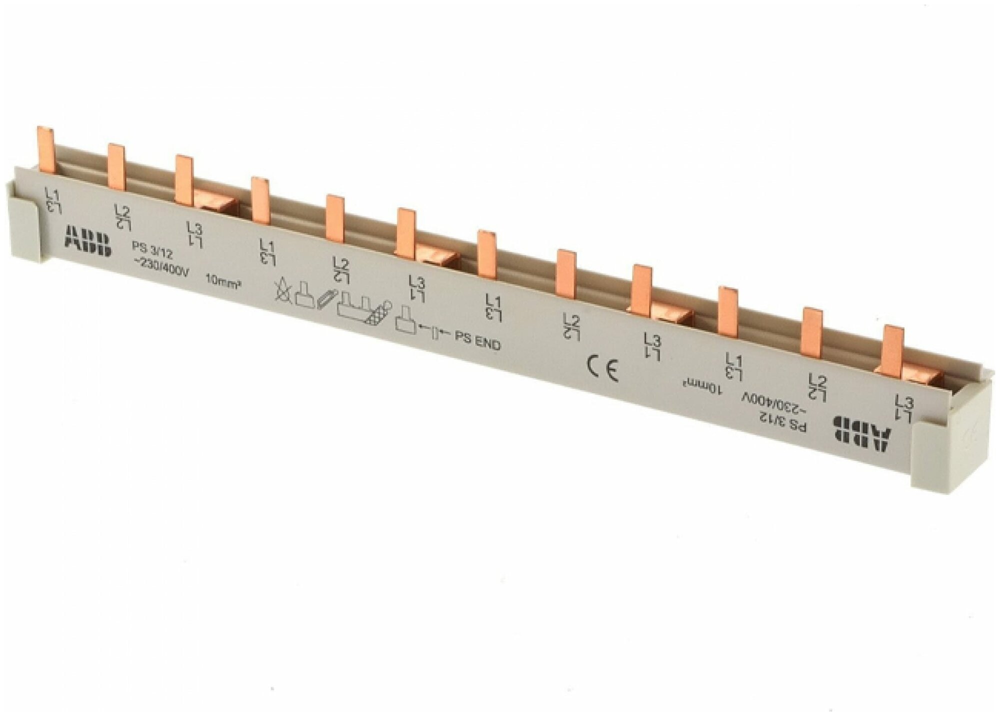 3ф. шина к. 12мод.63А PS3/12 | код. 2CDL230001R1012 | ABB ( 1шт. )