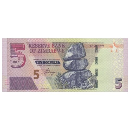 Зимбабве 5 долларов 2016 г. (Жирафы) UNC зимбабве 5 долларов 2016 unc pick 100