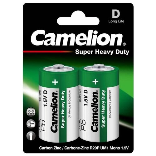 батарейки солевые camelion тип c 1 5в 6 упаковок по 2 шт Элемент питания солевой D/R20 BL-2 (блист.2шт) Camelion 1671