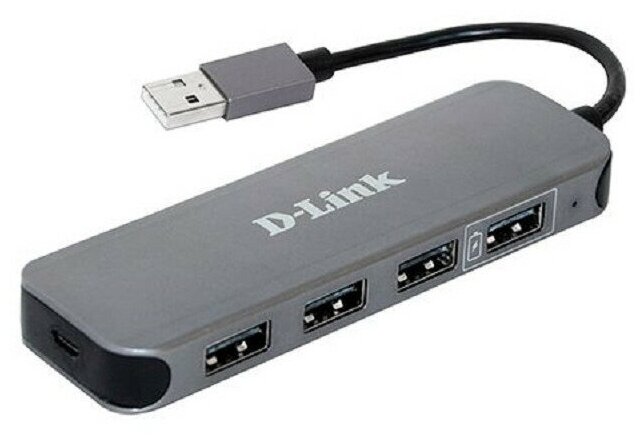 Разветвитель USB D-Link DUB-H4 4 USB 20 24A внеш пит черный