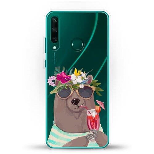 фото Силиконовый чехол медведь с коктейлем на huawei y6p andy & paul