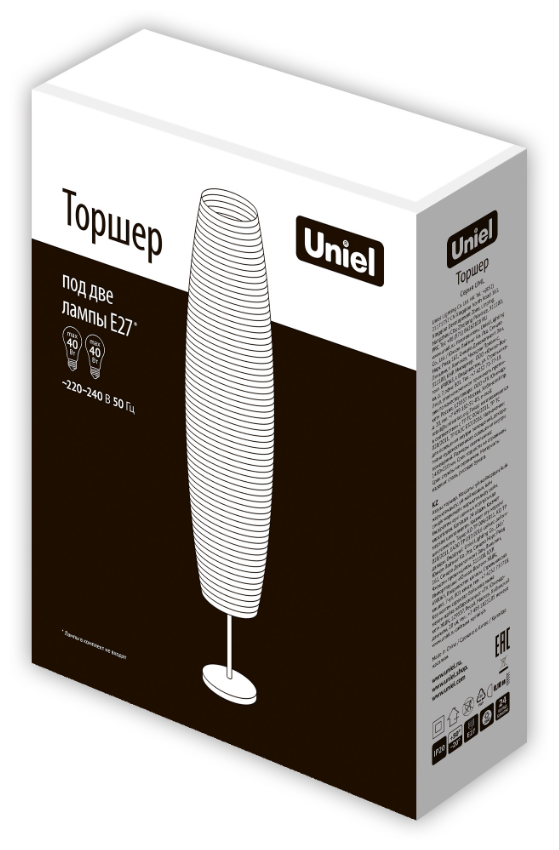 Торшер Uniel UML-T410 2хE27 WHITE UL-00010192 - фото №2