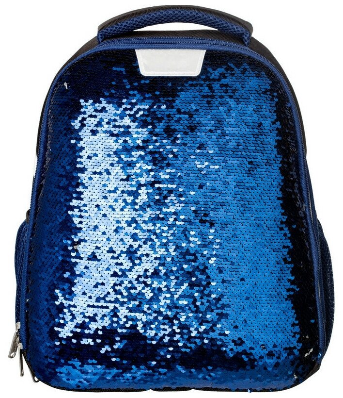 Ранец №1School Sparkle Blue, эргоном. спинка, двусторонние пайетки