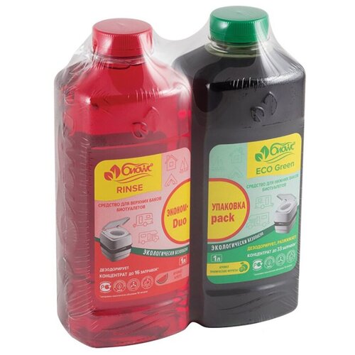 Набор средств для биотуалетов РФ БИОwc RINSE, 1л + БИОwc ECO Green, 1л
