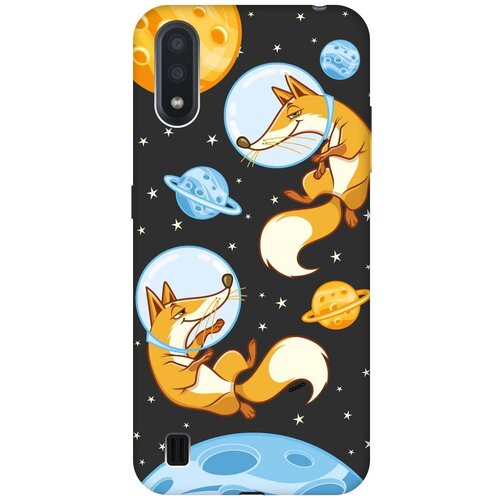 фото Силиконовая чехол-накладка silky touch для samsung galaxy a01 с принтом "cosmofoxes" черная gosso