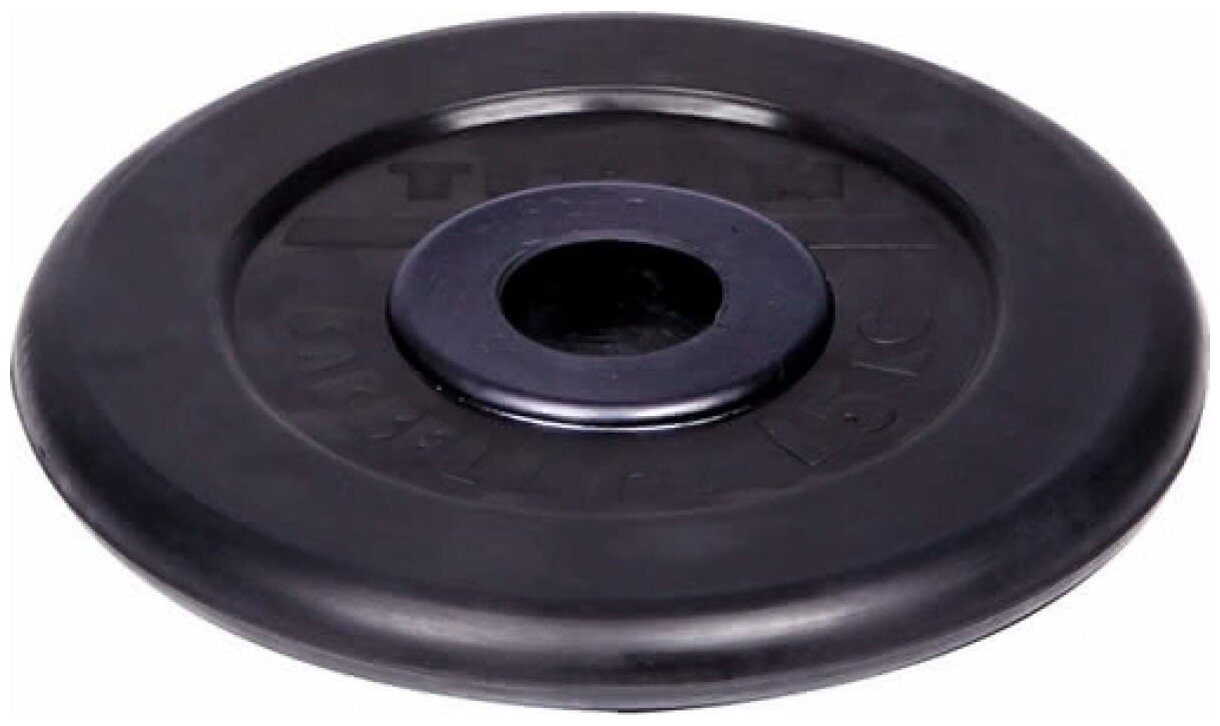Блины для штанги и гантелей Титан 15 кг 31 мм, стальные, обрезиненные, черные — фото 1
