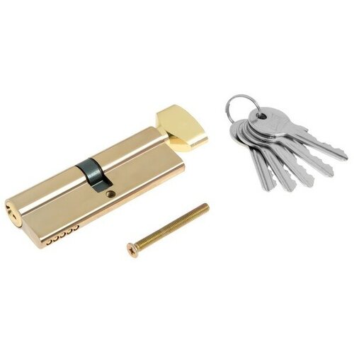 Цилиндровый механизм, 90 мм, с вертушкой, английский ключ, 5 ключей, цвет золото 9376705 .