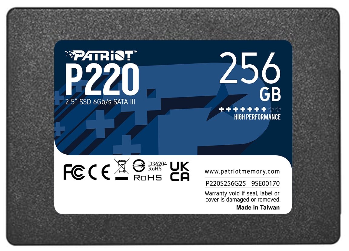 Твердотельный накопитель Patriot P220 256ГБ, 2.5", SATA III, SATA P220S256G25