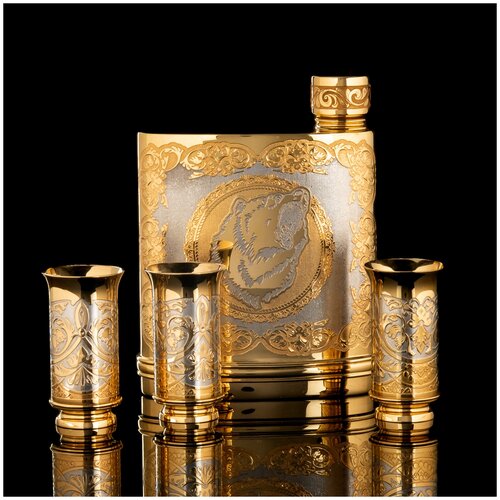 фото Питейный набор с флягой "медведь". златоуст русь великая