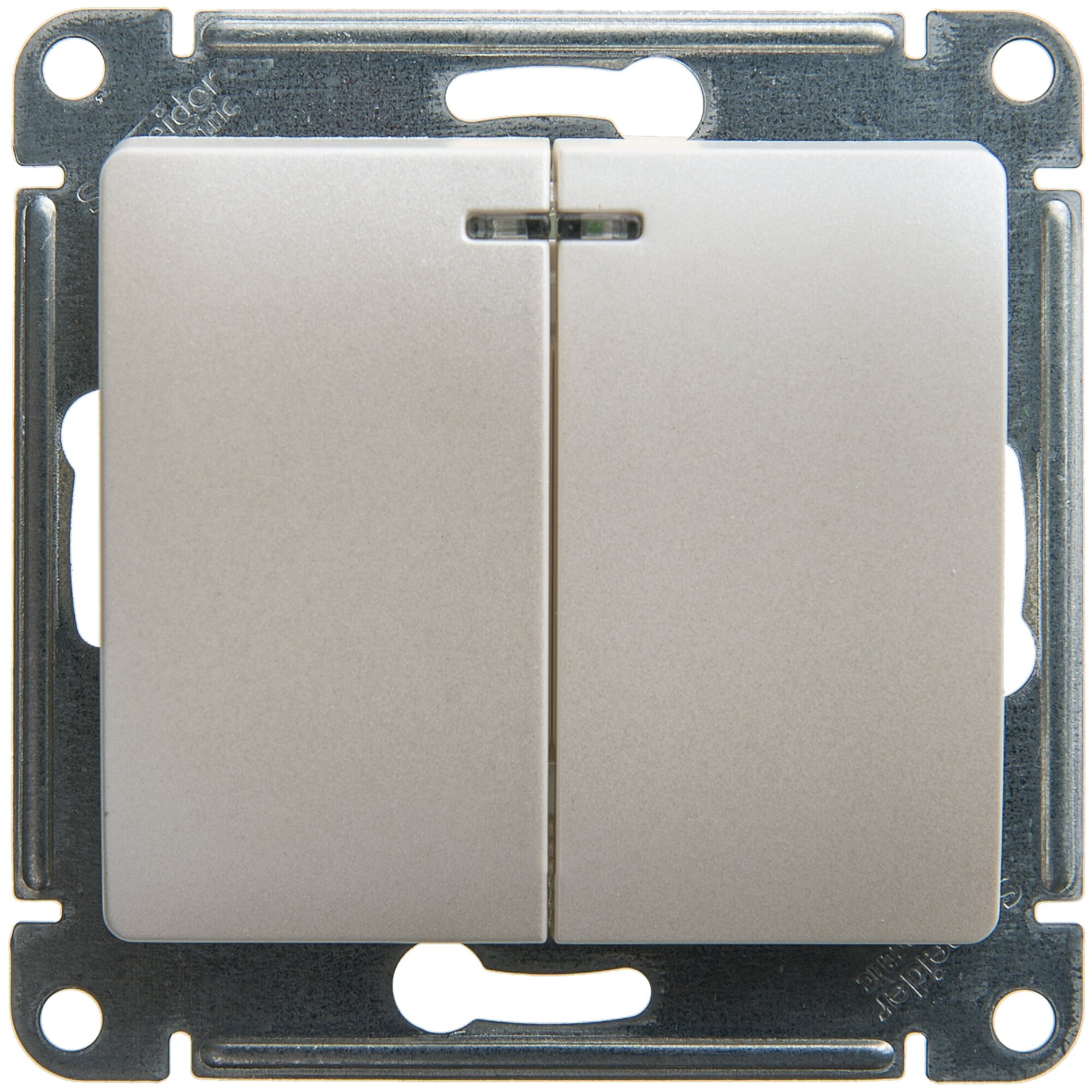 Glossa GSL000653 Выключатель двухклавишный с подсветкой (10 А, под рамку, скрытая установка, перламутр) Schneider Electric - фото №2