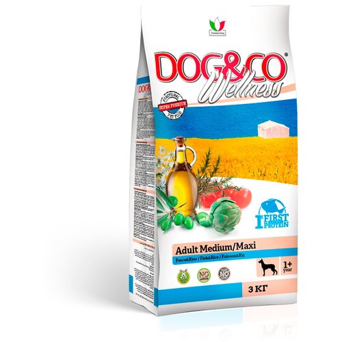 Wellness Dog&Co Adult Medium/Maxi корм для собак средних и крупных пород Рыба и рис, 3 кг.