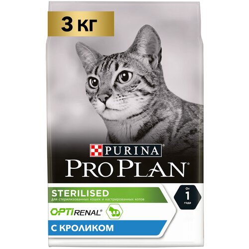 Корм для взрослых кастрированных котов и стерилизованных кошек PRO PLAN Purina сухой Sterilised, кролик 400г