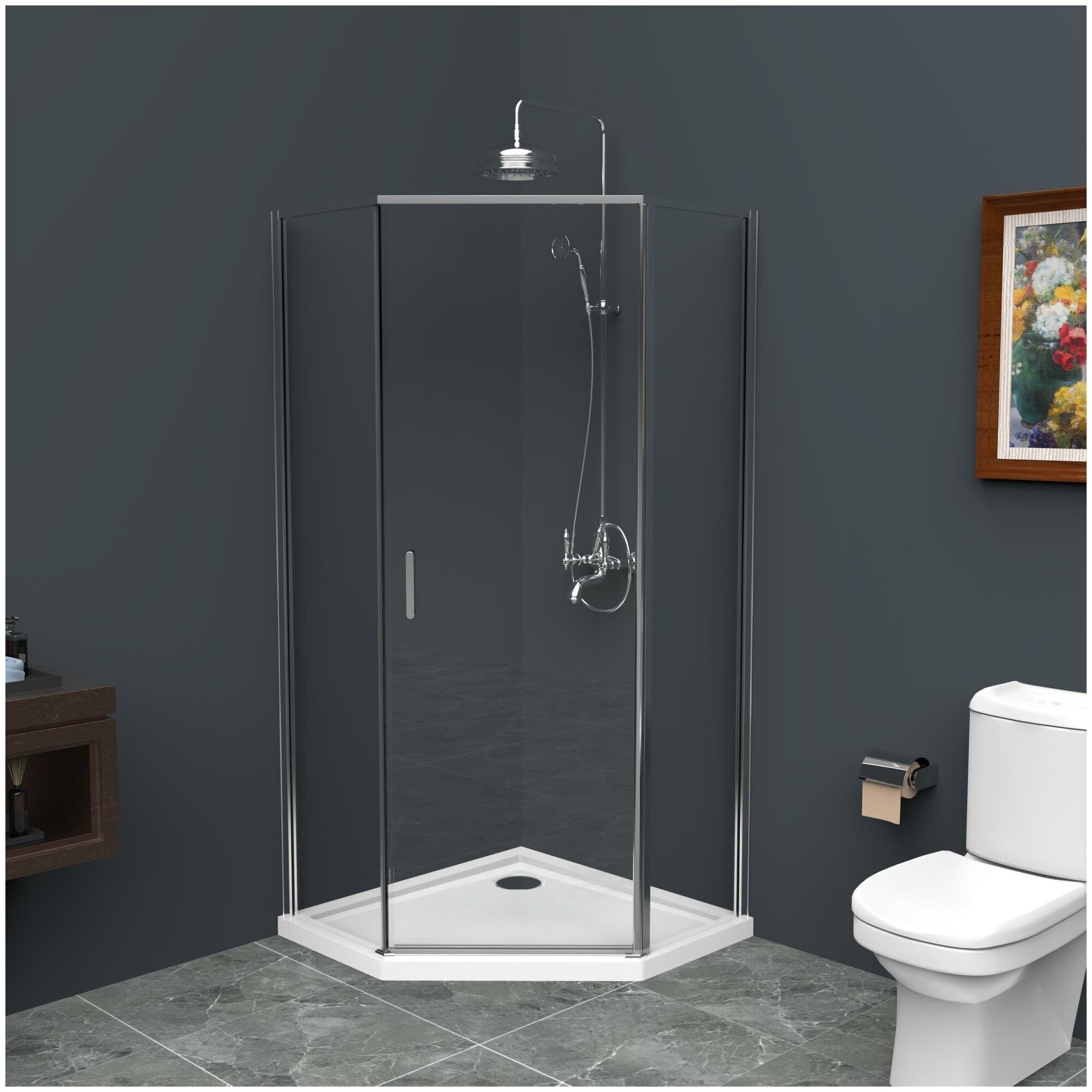 Душевой уголок BelBagno UNO-195-P-1-90-C-Cr