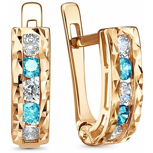 Серьги Infini, красное золото, 585 проба, фианит, , бело-голубой
