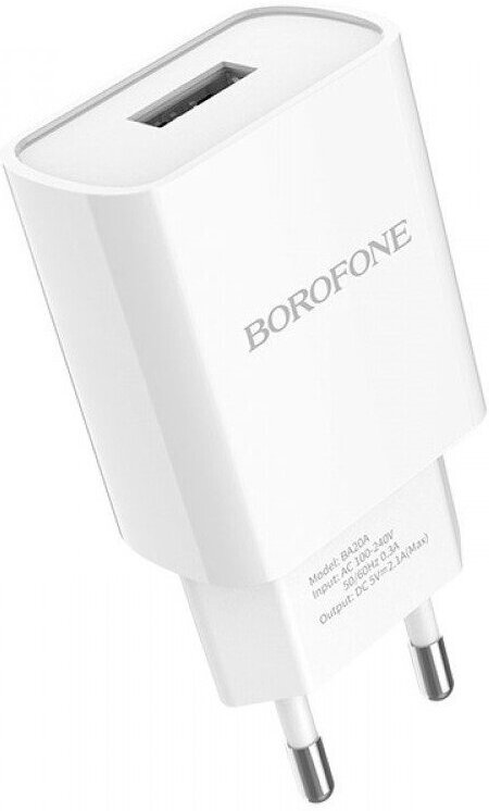 Зарядное устройство Borofone BA20A Sharp 1xUSB 2.1А White 6931474700681