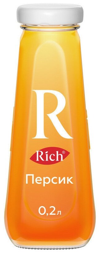 Нектар Rich Персик, в стеклянной бутылке, 0.2 л, 12 шт. - фотография № 4