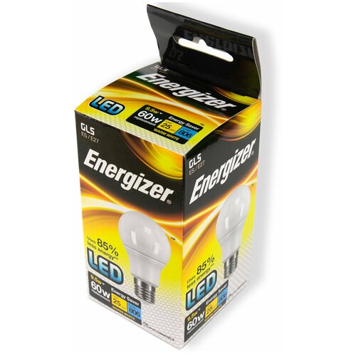 Светодиодная лампа Energizer E27 GLS (ШАР) теплый белый свет 60W