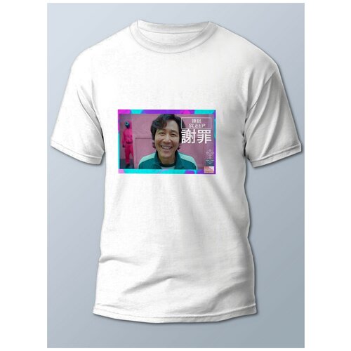 фото Футболка мужская белая сериалы игра в кальмара (игра в кальмара, squid game) - 21731 brut-shop