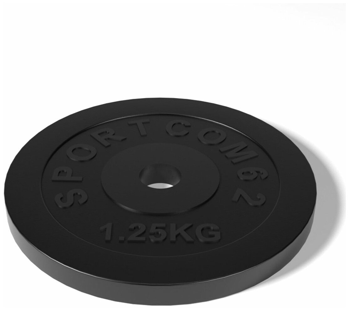 Диск Sportcom обрезиненный 26мм 1,25 кг, черный