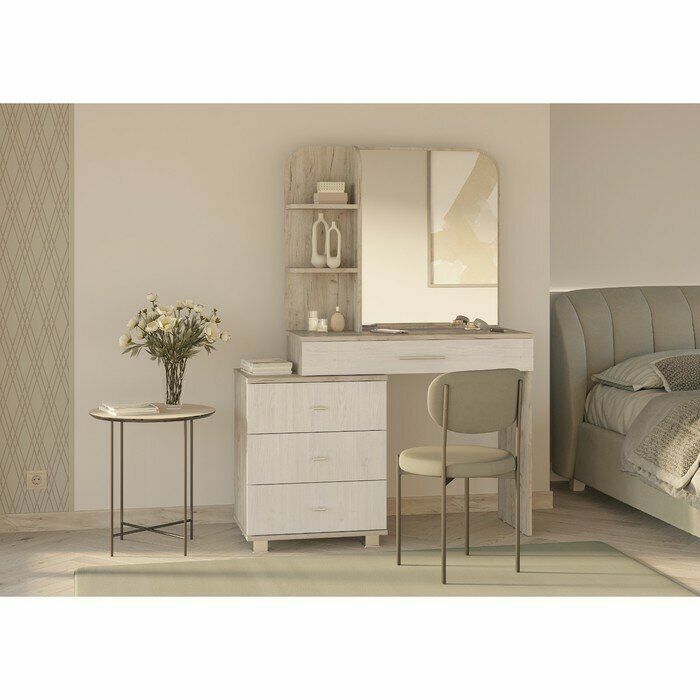 фото Стол туалетный оливия 1070х453х1466 Дуб Крафт Серый/Скандинавское дерево белое 9281019