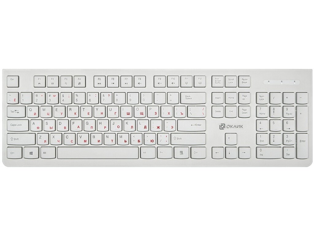 Клавиатура OKLICK 505M белый USB slim
