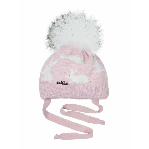 фото Шапка mialt, размер 44-46, розовый, белый