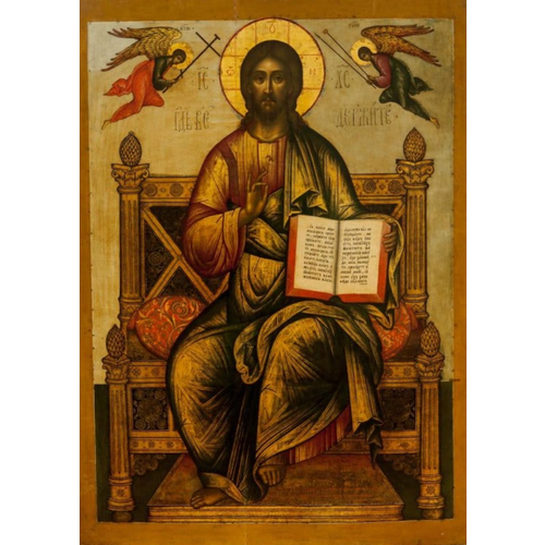 Икона Спас Вседержитель на Престоле деревянная икона ручной работы на левкасе 33 см