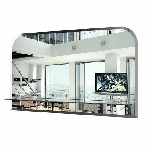 Зеркало 040Ф с полкой, ШхВ 80х50 см, зеркало с полным фацетом, толщина зеркала 4 мм.