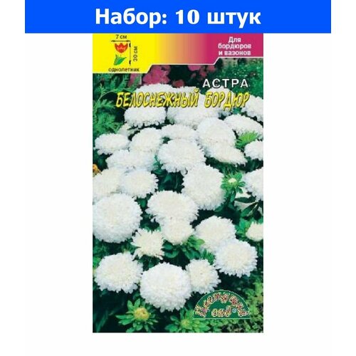 Астра Бордюр Белоснежный 0,3г Одн 30см (Цвет сад) - 10 пачек семян