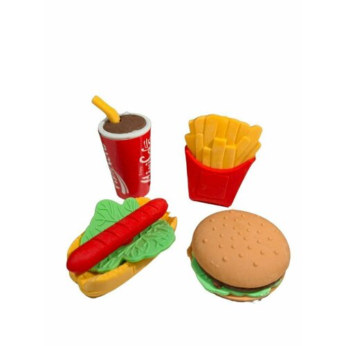 3D ластики - фаст ФУД. Набор канцелярский мужская футболка весёлая еда хот дог бургер и кола s темно синий