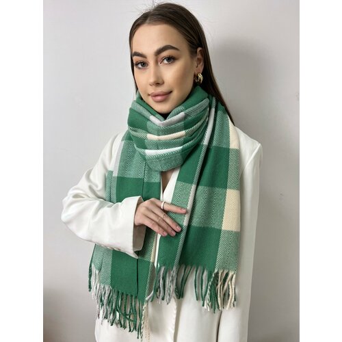 фото Шарф yuliyamoon,180х80 см, one size, зеленый, белый