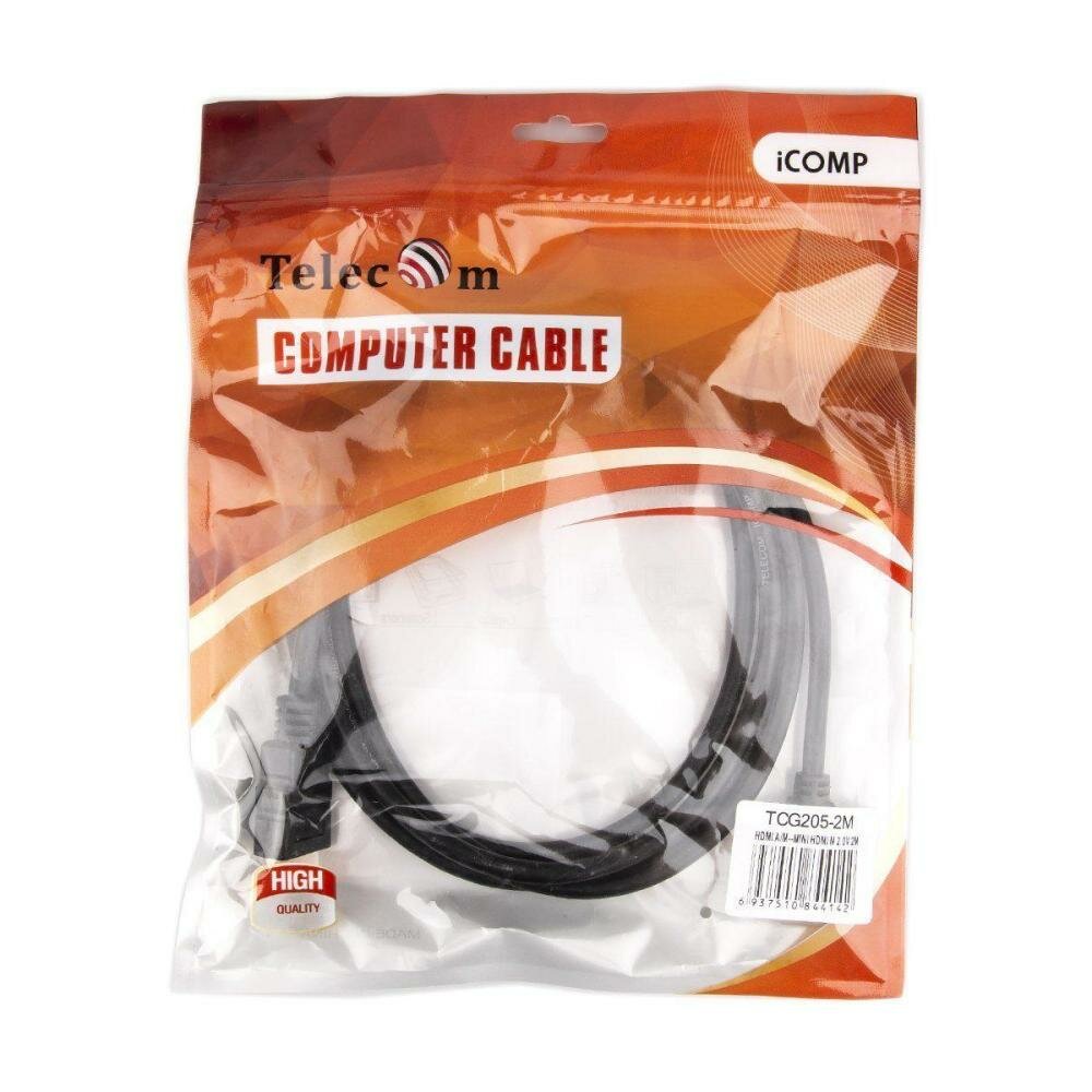Кабель аудио-видео Telecom, HDMI (m) - Mini HDMI (m) , ver 2.0, 2м, GOLD черный [tcg205-2m] Noname - фото №17