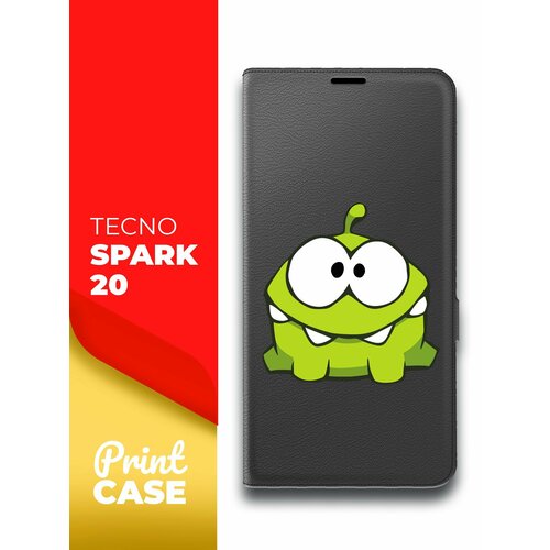 Чехол на Tecno Spark 20 (Техно Спарк 20) черный книжка эко-кожа подставка отделением для карт и магнитами Book case, Miuko (принт) Ам-Ням чехол на tecno spark 10 10c техно спарк 10 10с синий книжка эко кожа подставка отделением для карт и магнитами book case miuko принт чвк ам ням