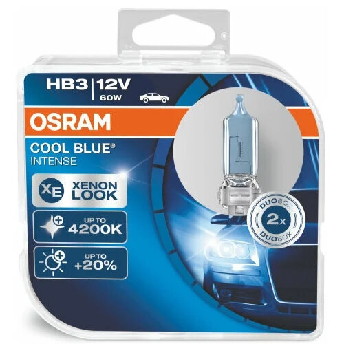 Лампа галогеновая HB3 12V 60W OSRAM P20d (5000К) (на 100% больше света) (к-кт 2шт) COOL BLUE INTENS