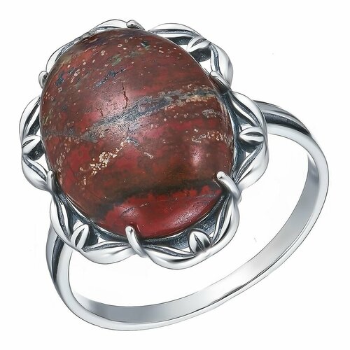 Перстень UVI Ювелирочка Серебряное кольцо 925 пробы с Яшмой, серебро, 925 проба, оксидирование, яшма, серебряный