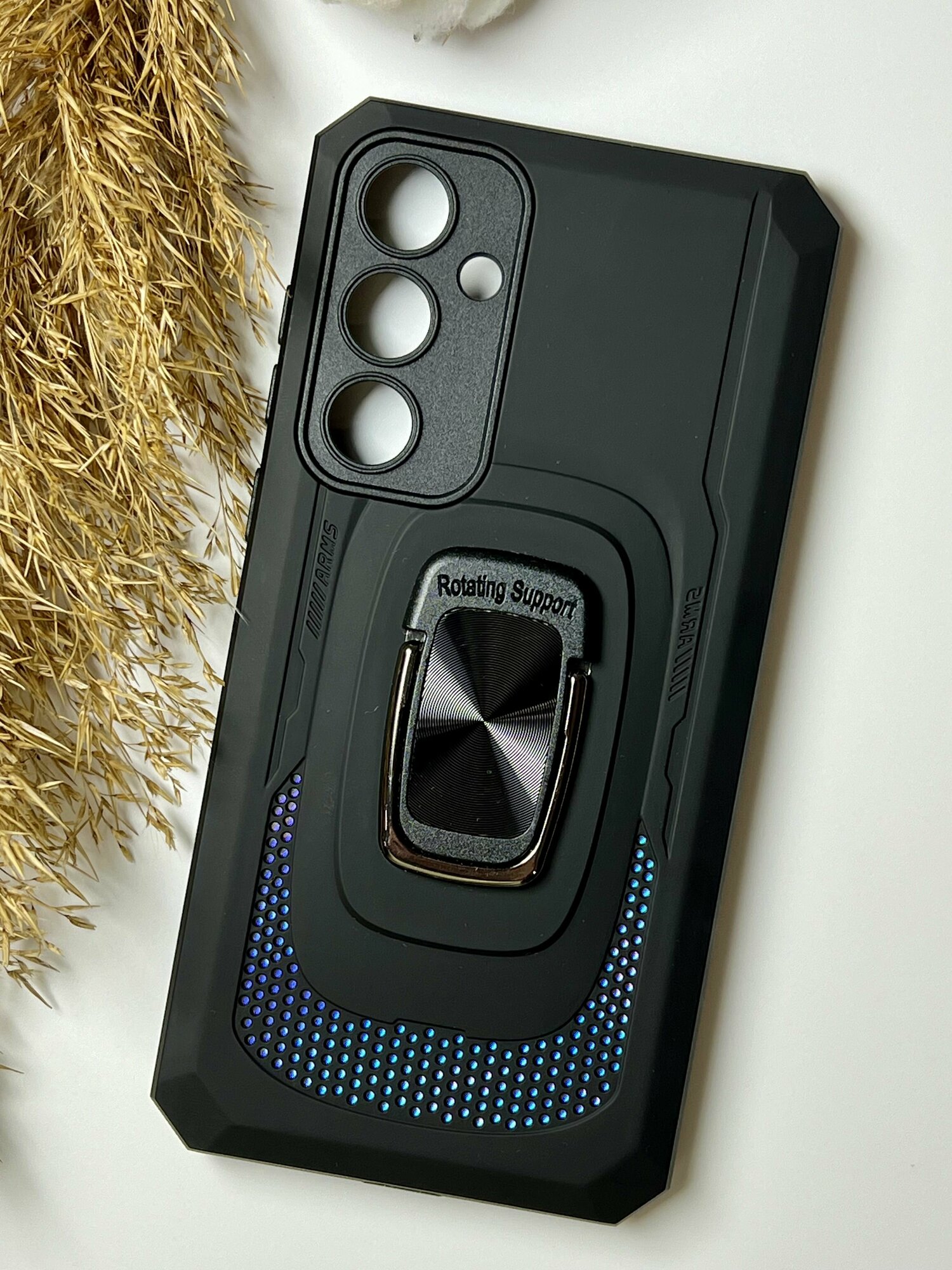 фото Чехол противоударный для Samsung Galaxy A55 ( Самсунг Галакси А55 ) с функцией подставки , с кольцом-держателем, ударопрочный, усиленный , черный