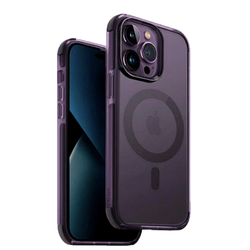 Чехол Uniq HYBRID COMBAT MAGCLICK CHARGING (MagSafe) для iPhone 14 Pro MAX 6.7, фиолетовый (PURPLE) чехол uniq combat af charcoal для iphone 14 pro max фиолетовый magsafe