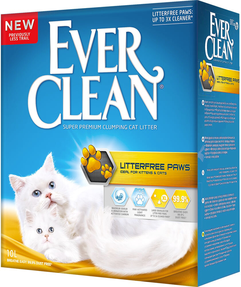 Ever Clean Litter Free Paws комкующийся наполнитель для длинношерстных кошек, аромат свежести 10 л
