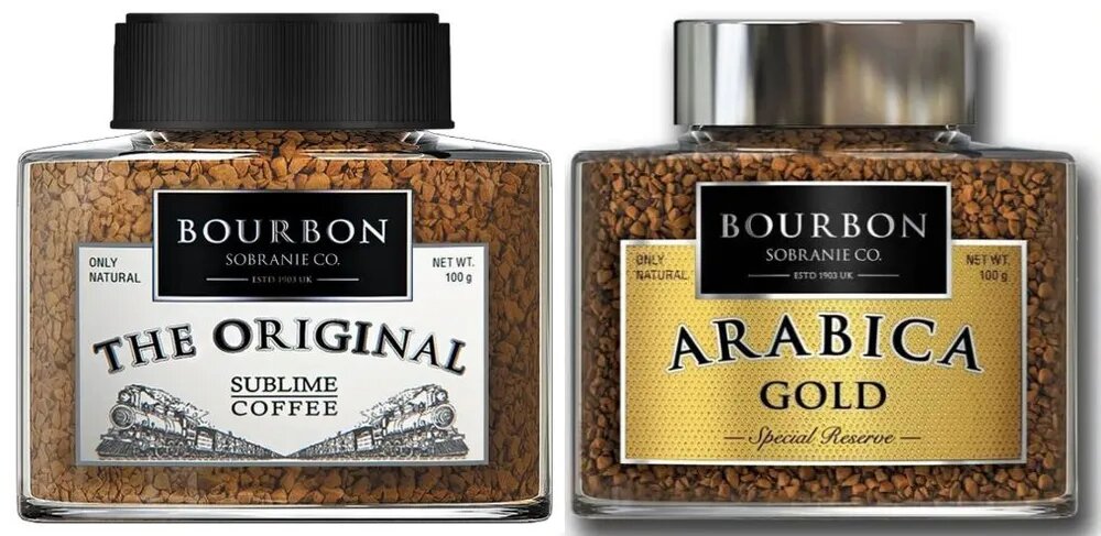 Кофе растворимый 2 вида BURBON - "ARABICA GOLD" и "THE ORIGINAL" 100 гр по 1 штуке