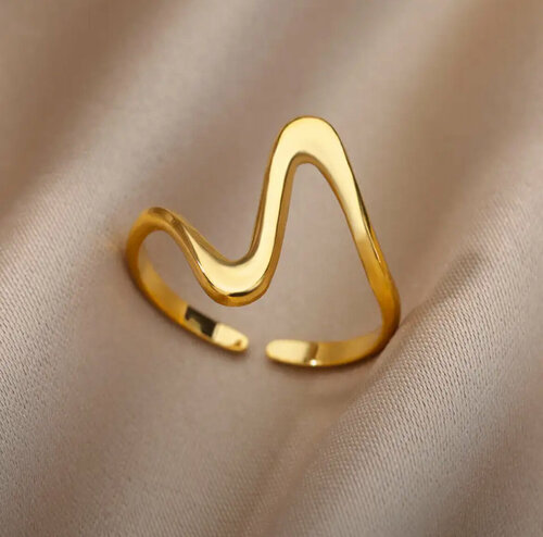 Кольцо Кольцо винтажное геометрическое, размер 17, золотой