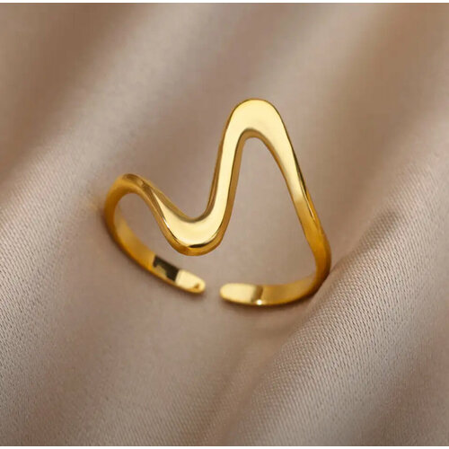 фото Кольцо кольцо винтажное геометрическое, размер 17, золотой