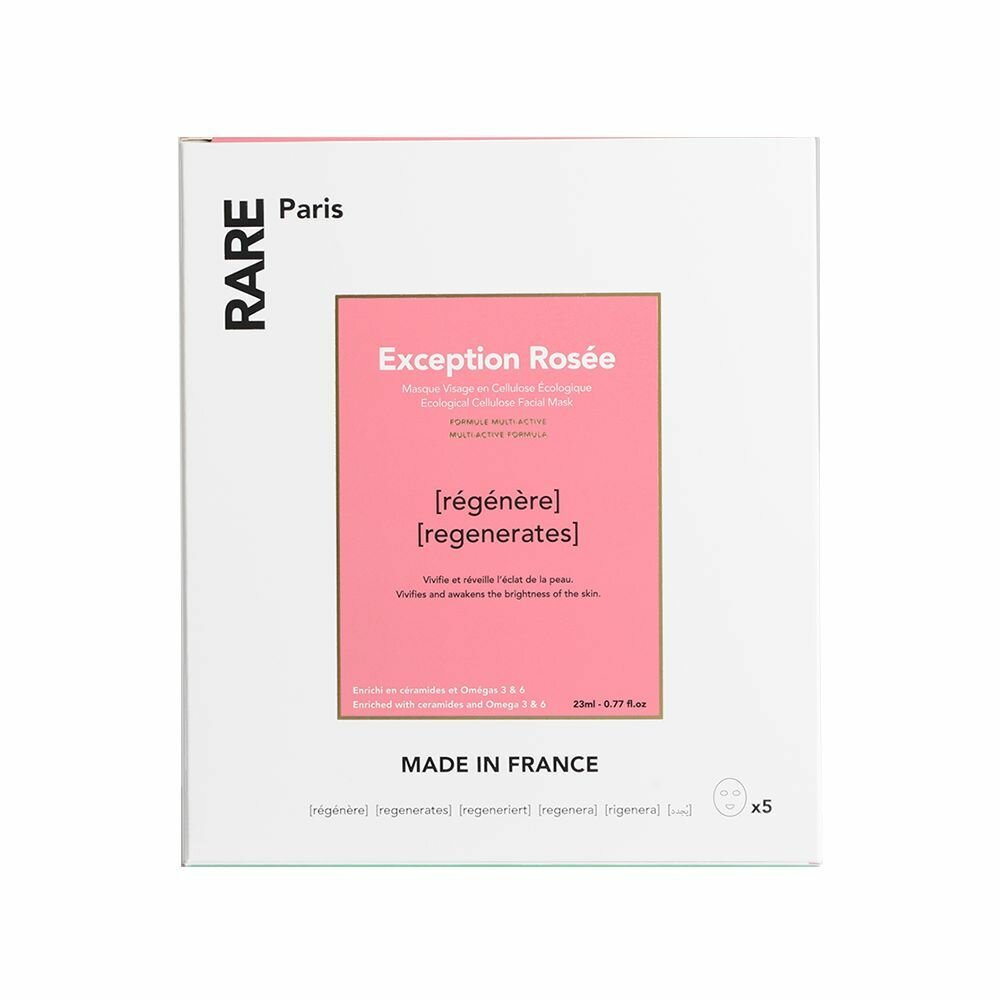 Тканевая маска для лица восстанавливающая, 5 шт х 23 мл, Exception Rose RARE Paris